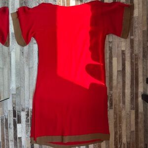 Elegant Red and Brown Women's Dress